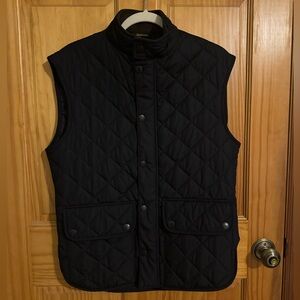 Barbour Navy Quilted Gilet Vest Size M Classic Snap Front